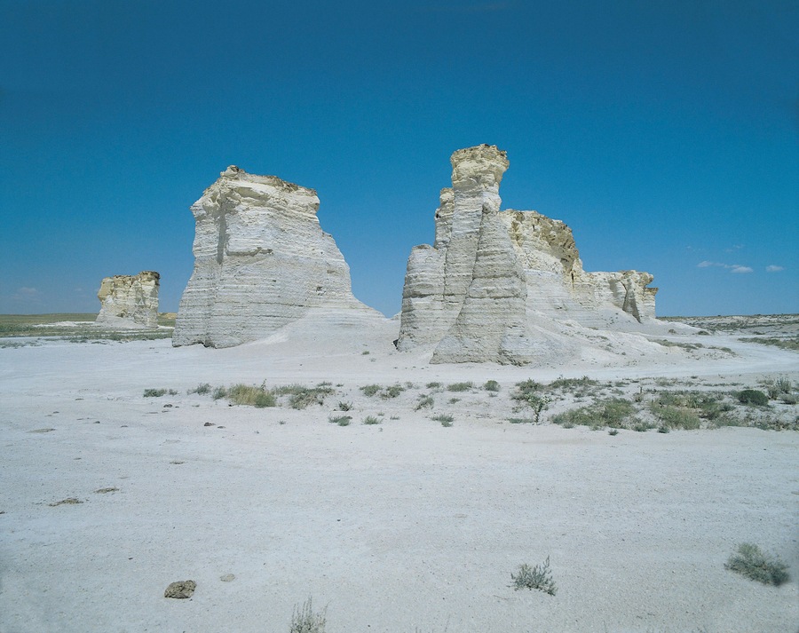 Chalk Pyramids, Monument Rocks, south of Oakley, Kansas, USA