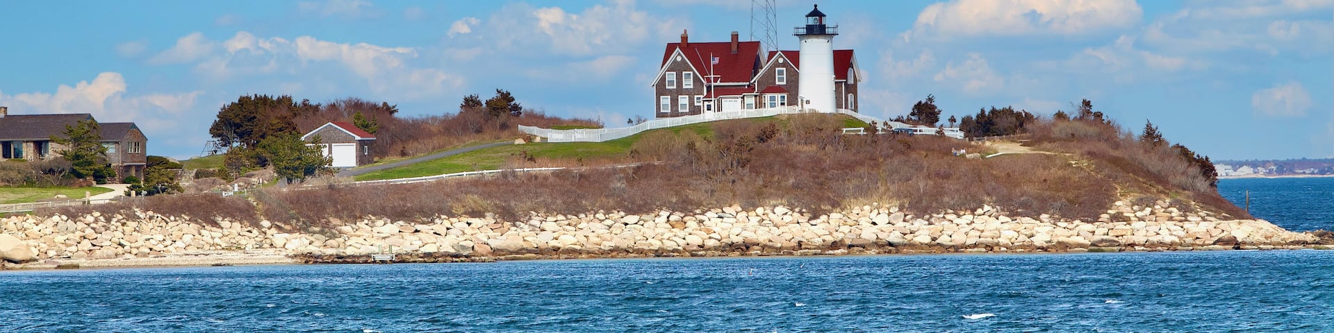 Nobska Lighthouse and Ocean at Falmouth, Cape Cod