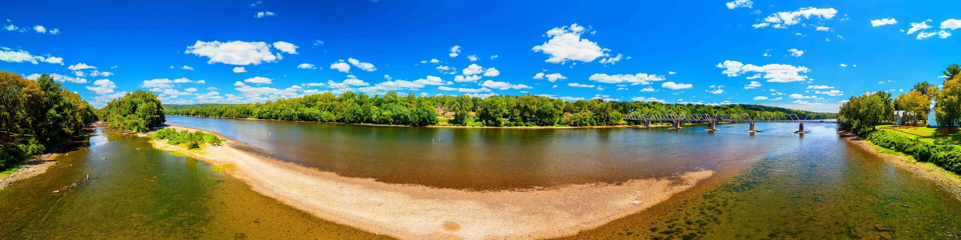 Panoramic View of the Delaware River and West Trenton Railroad Bridge
