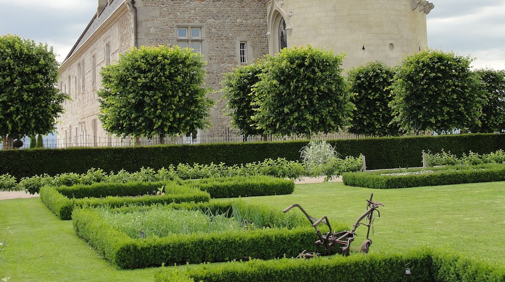 Château de Bouthéon (Loire), et aperçu du parc. Le domaine, propriété de la ville d'Andrézieux-Bouthéon depuis 1995, est ouvert au public après réaménagement, 10 ans plus tard.