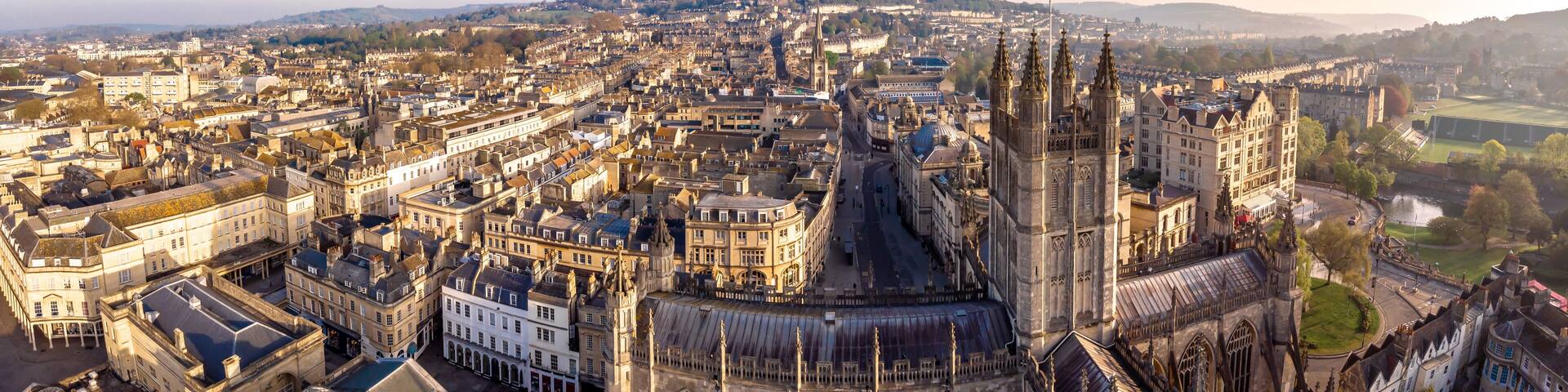 Aerial view of Bath abbey, England