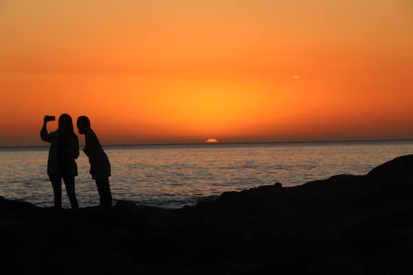 The rocky boulder strewn shore makes a marvelous spot to sit at night and watch the sun set in the Atlantic. #Trovember sunsets are awesome.