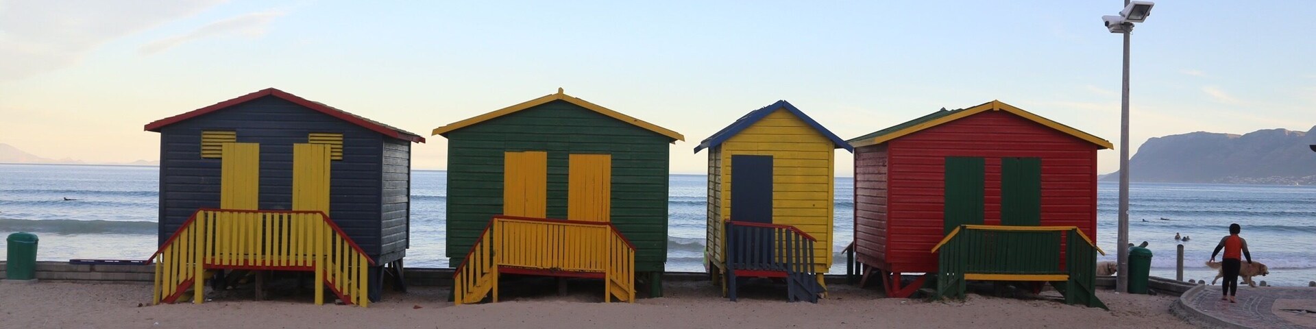 Colors huts on the beach of False Bay