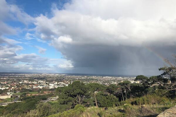 Clouds rolling in from Rhodes Memorial lookout facing the Cape Flats.