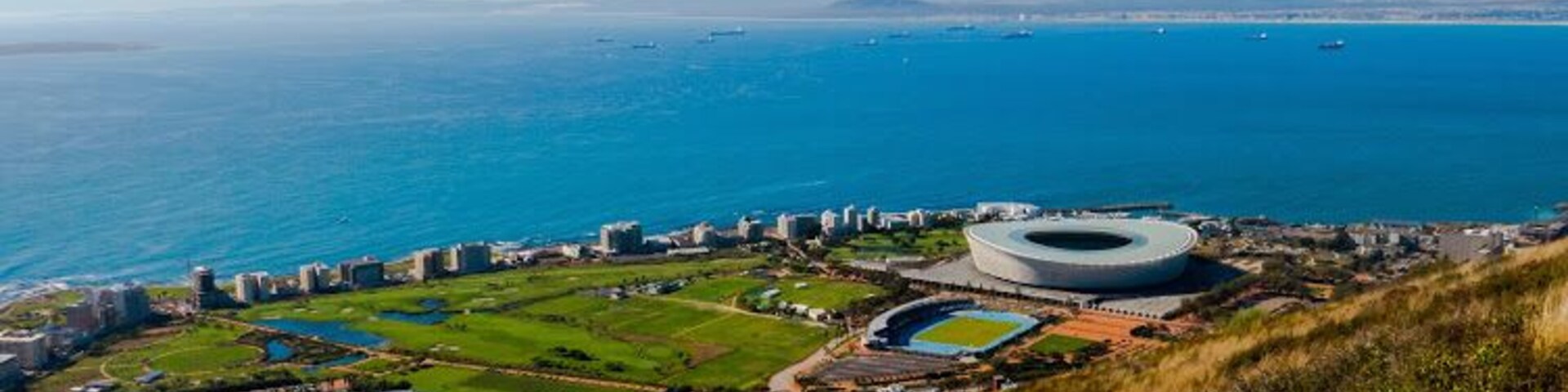 An amazing view of Cape Town this is the south side where you see the World Cup stadium among other scenery on the short walk farther down you can see Downtown Cape Town.