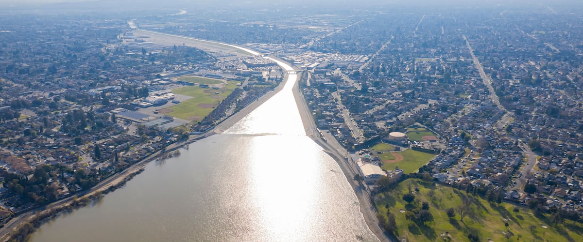 Aerial view of the beautiful Peck road park