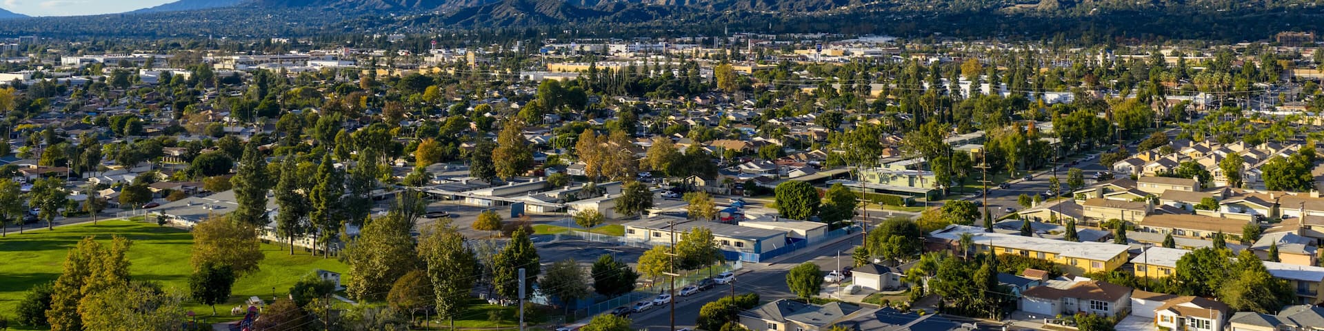 Aerial shot of the majestic San Gabriel Mountains in Duarte California USA