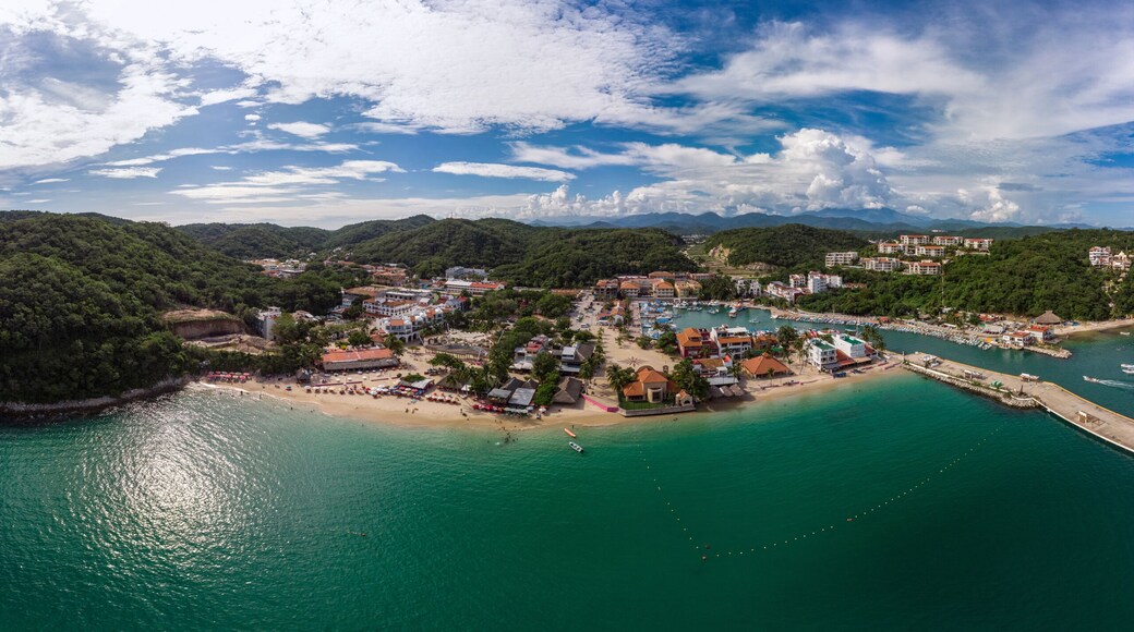 Aerial View of Santa Cruz Bay in Huatulco Oaxaca, Mexico