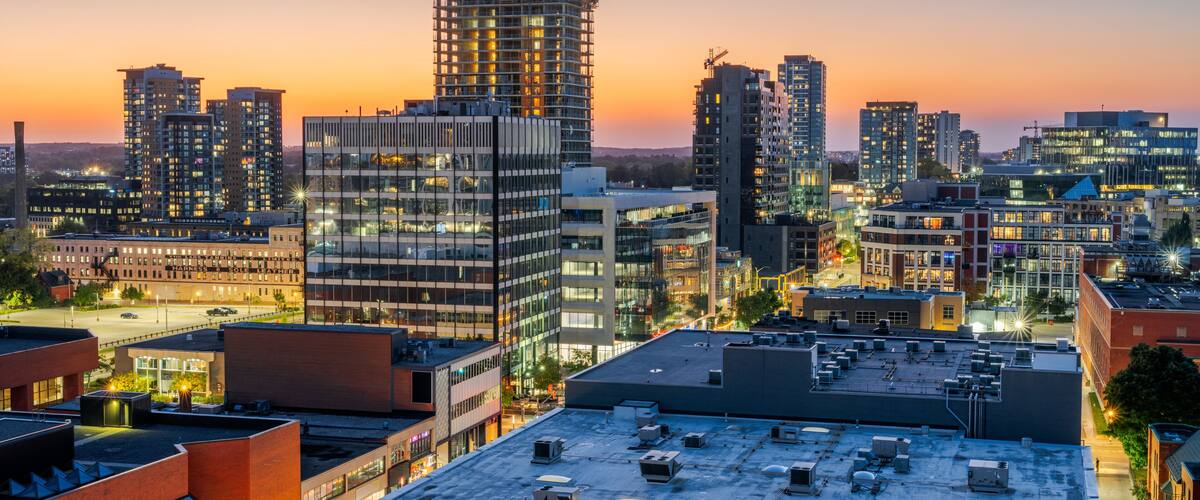 Kitchener, Ontario, Canada Downtown City Skyline