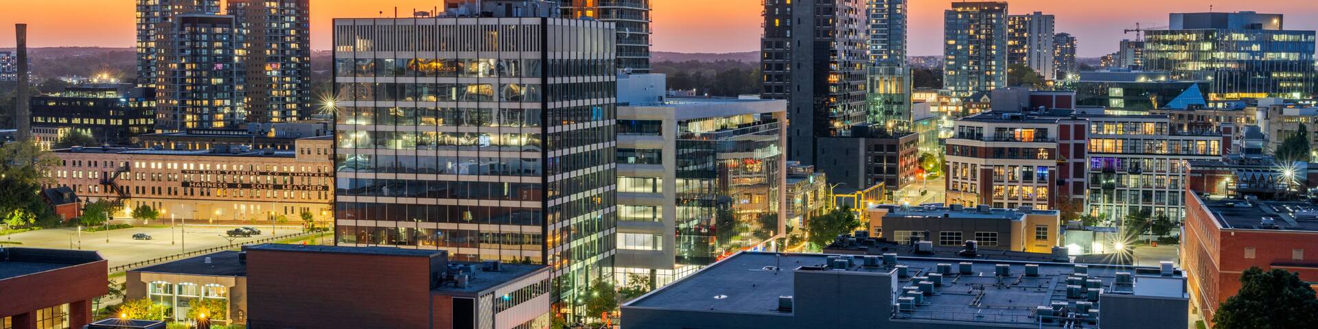 Kitchener, Ontario, Canada Downtown City Skyline