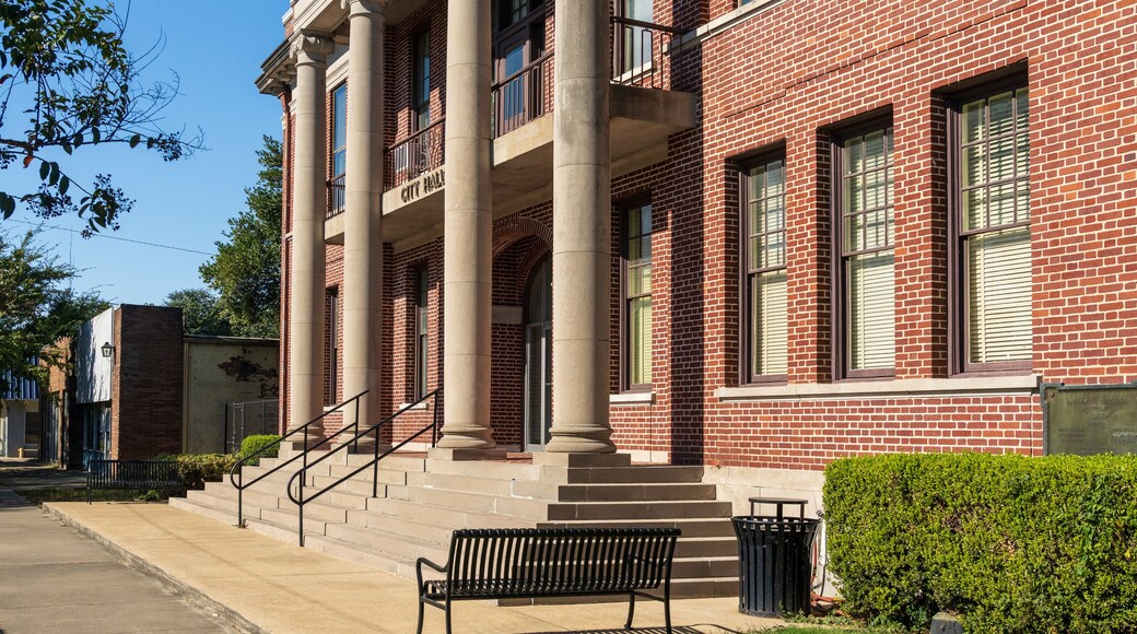 Front view and main entrance to the Town or City Hall in the small town of Greenville in Mississippi