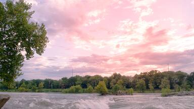 Columbus, Georgia, The United State - September 11, 2018 : Sunset at the Chattahoochee River