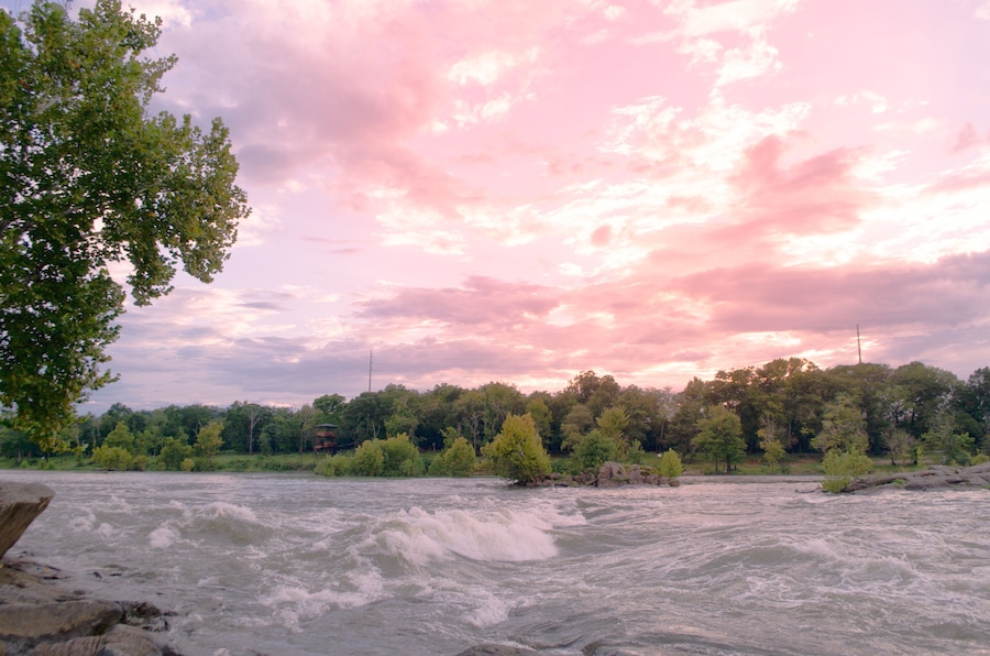 Columbus, Georgia, The United State - September 11, 2018 : Sunset at the Chattahoochee River