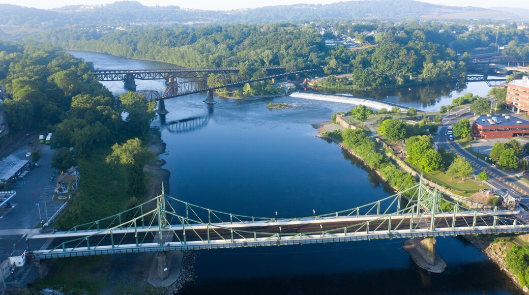 Three bridges in Easton, PA crossing the Delaware River.