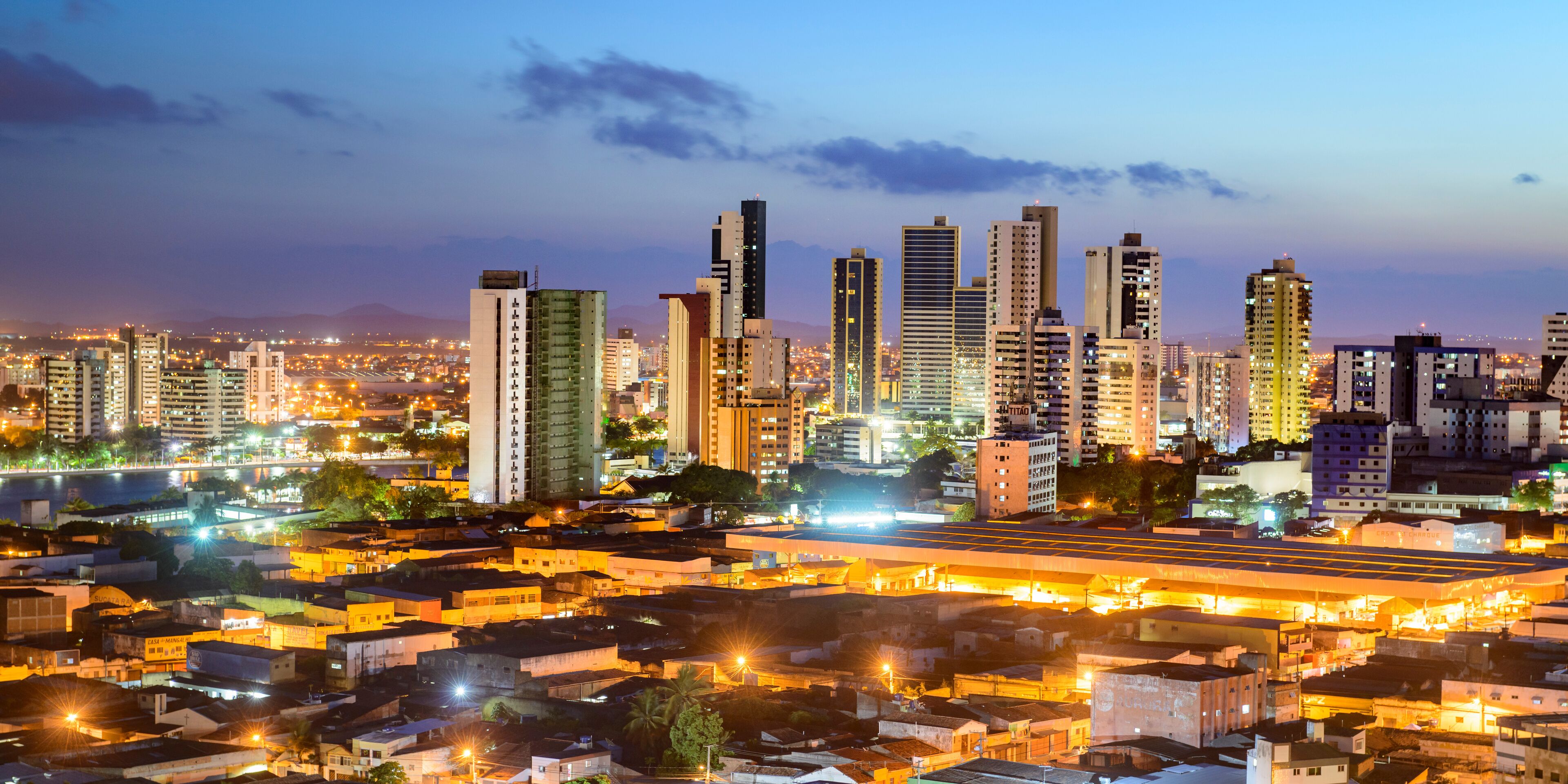 Campina Grande, Paraíba, Brazil on March 9, 2018. Night view of the city.