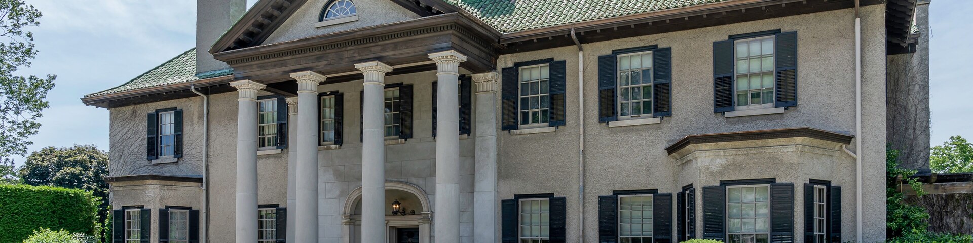 Oshawa, Ontario, Canada - July 1, 2019: Parkwood Estate building in Oshawa, Ontario, Canada. Parkwood Estate was the residence of Samuel McLaughlin, now is a a National Historic Site.