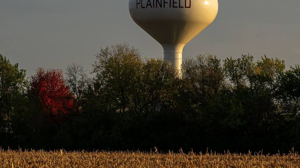 Plainfield Water Tower at Sunset