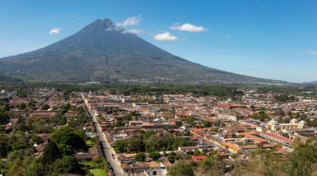 View from Cerro de la Cruz on Antigua Guatemala and Volcano Agua