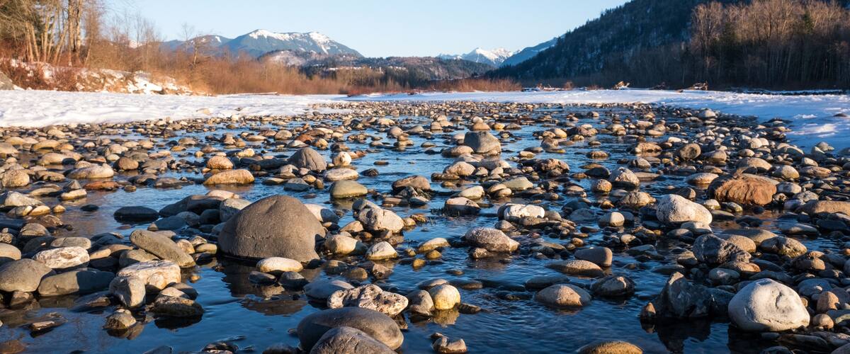 winter view of Vedder River near Chilliwack, BC