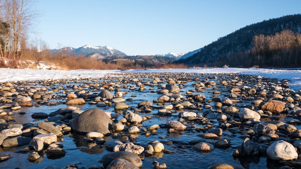 winter view of Vedder River near Chilliwack, BC
