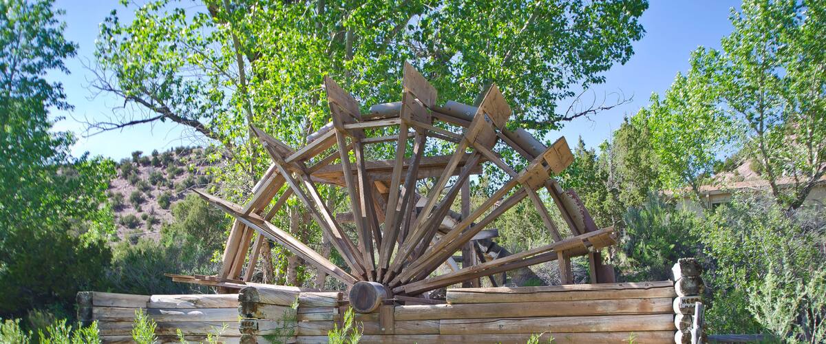 The old wild west wooden water wheel at brown park utah on the green river.
