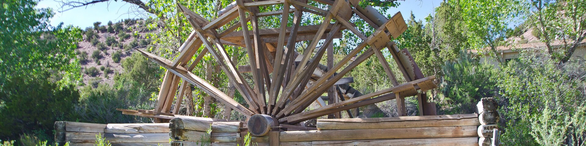 The old wild west wooden water wheel at brown park utah on the green river.