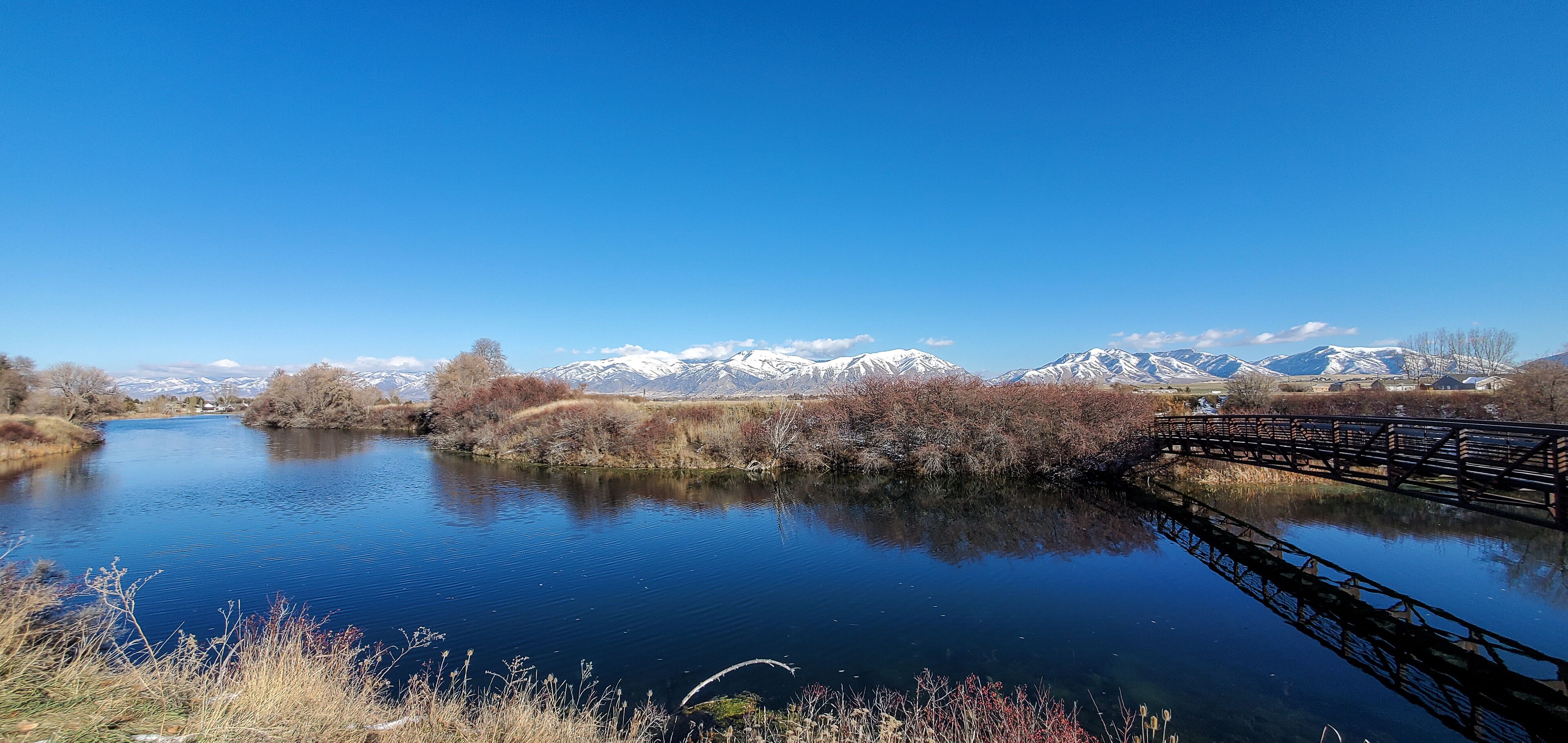 Wellsville Reservoir and Dam overlooking Bear River Mountains, Logan, Utah