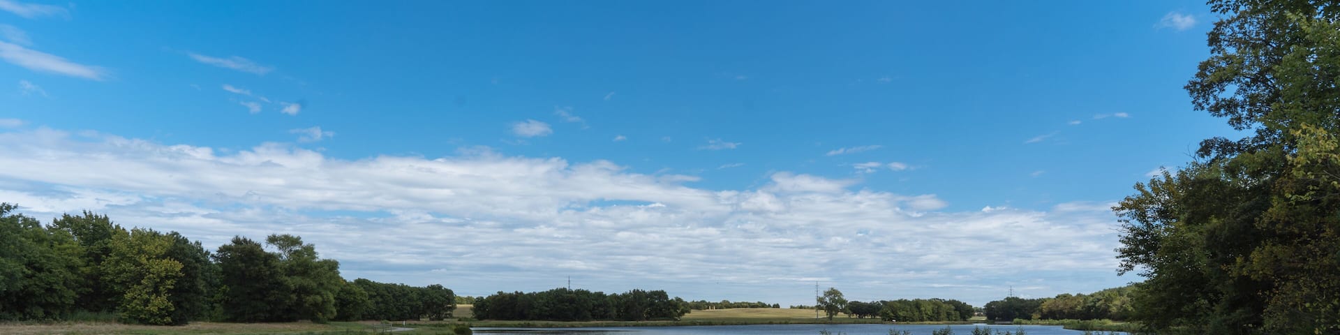 A concrete path in a Texas city park on a sunny August day.