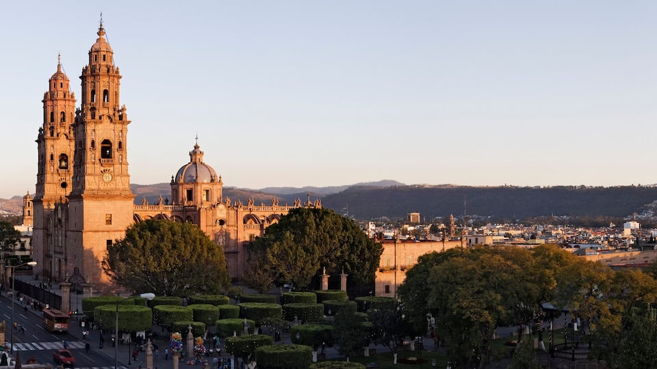 Avenida Madero and Morelia Cathedral, Morelia, Michoacan, Mexico