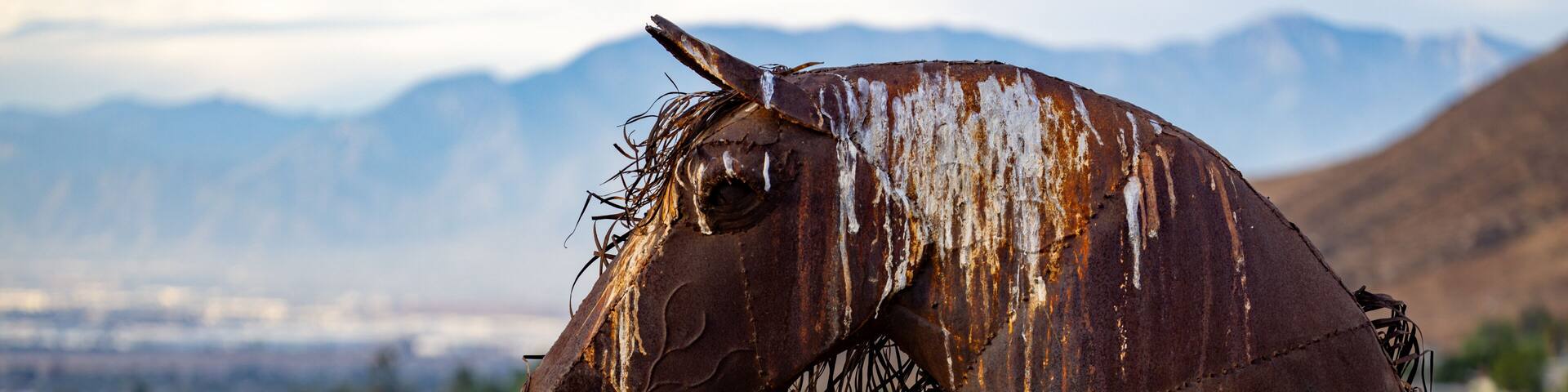 Horse sculpture overlooking "Horse Town" Norco in California