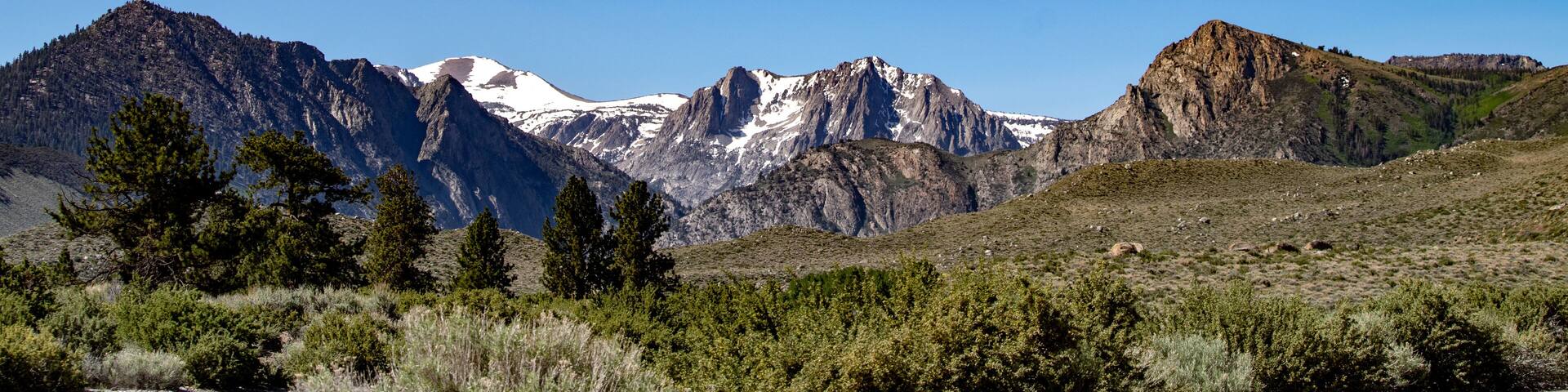 Aerial view of June Lake Loop in the Eastern Sierra Nevada Mountains in California