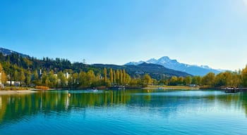 Beautiful Mountains and a lake in autumn. Baggersee