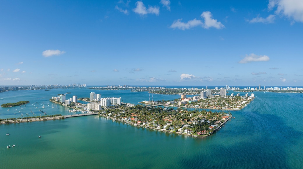 Aerial view of North Bay Village by Biscayne Bay, Florida, United States.