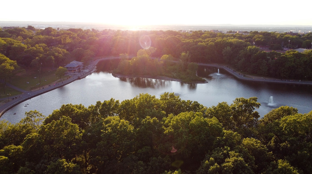 James J. Braddock Park aerial photography. View from the drone. North Bergen park.