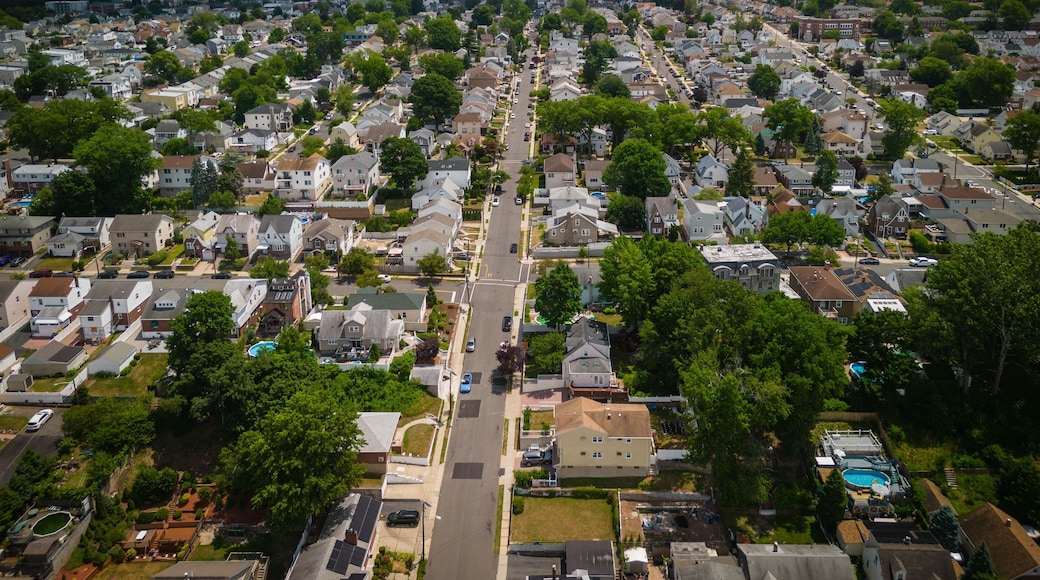 Aerial view of the city of North Arlington,the borough in Bergen County in New Jersey on a sunny day