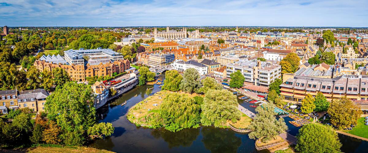 Aerial view of Cambridge, United Kingdom