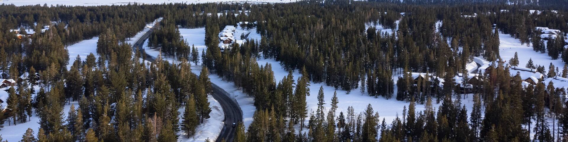 Aerial View of Mammoth Lakes, California in Winter