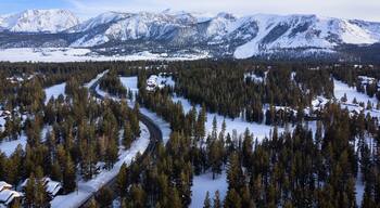 Aerial View of Mammoth Lakes, California in Winter