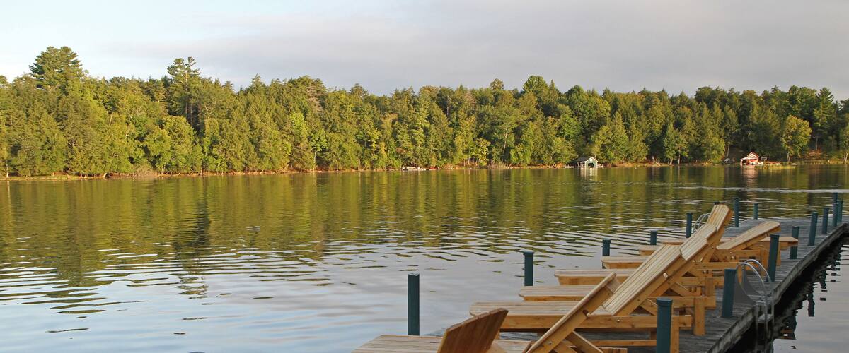 Wilderness Lake Pier with Deck Chairs