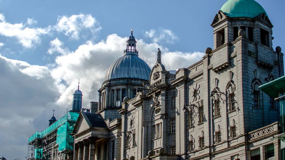 Exterior of His Majesty's Theatre. Rosemount Viaduct, Aberdeen, Scotland, UK. April 2018