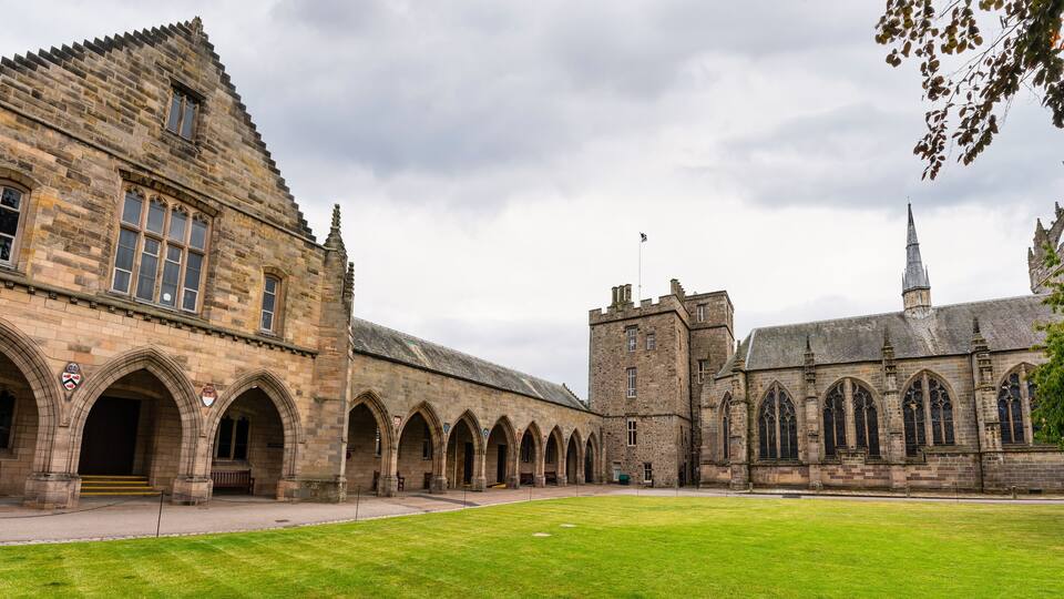 Set of historic buildings of medieval construction of the University of Aberdeen, Scotland, UK.