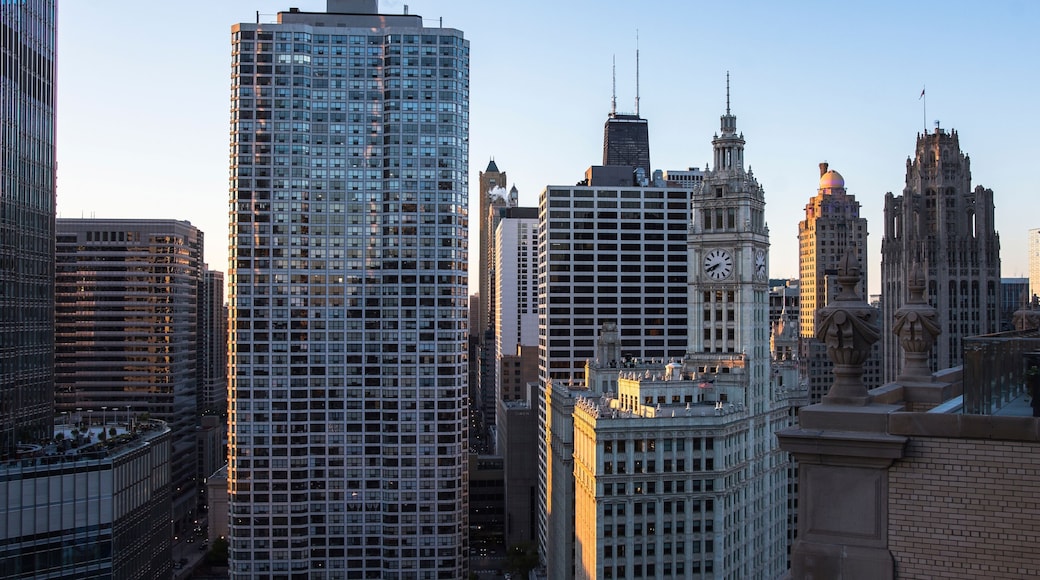 Chicago skyline. Chicago downtown skyline at dusk.