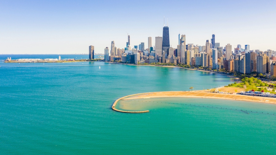Chicago North Avenue Beach Drone Shot