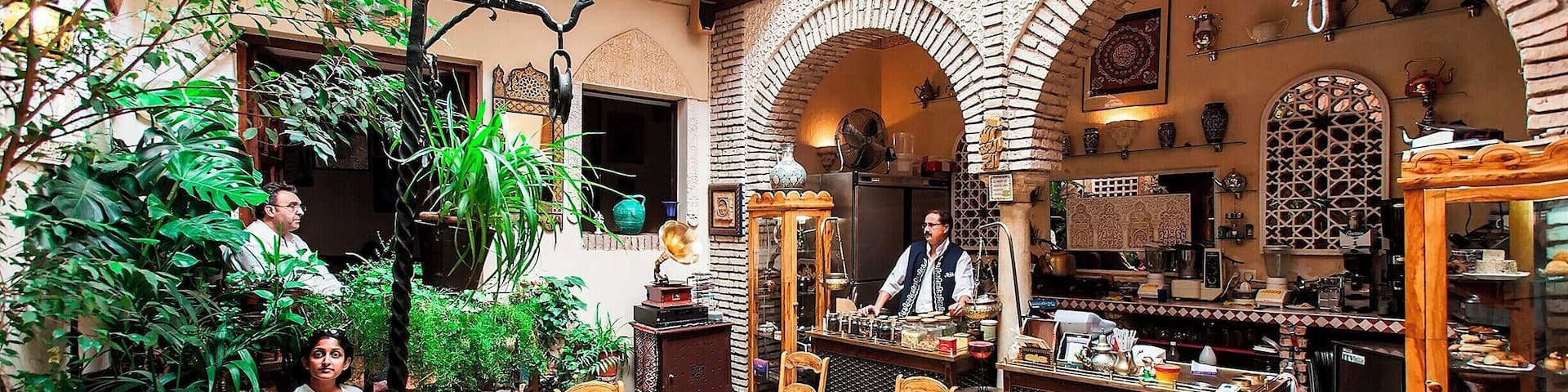 Adorable spot for a break while wandering around Cordoba. We happened upon it by chance, and it looked so cute we had to check it out. We were quite content sitting in the courtyard while sipping a sweet horchata and a lovely orange flavored iced tea.