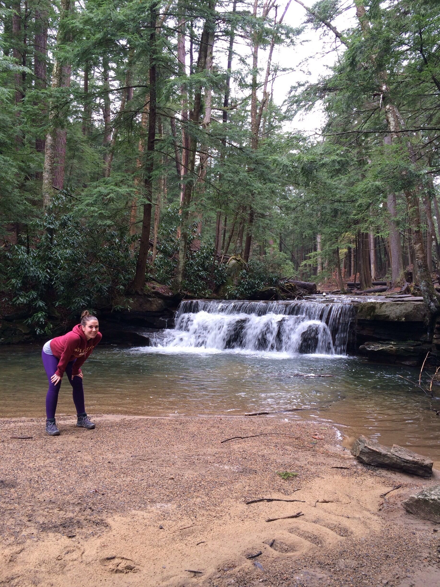 Tolliver Falls. It's not much in itself, but it's cool because it's so well hidden. Most of this park is steps and hand rails, but this little beach feels like a secret!