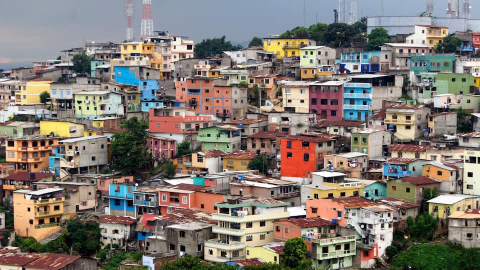 View of the colored houses of the Barrio de las Pe as in Guayaquil - Ecuador