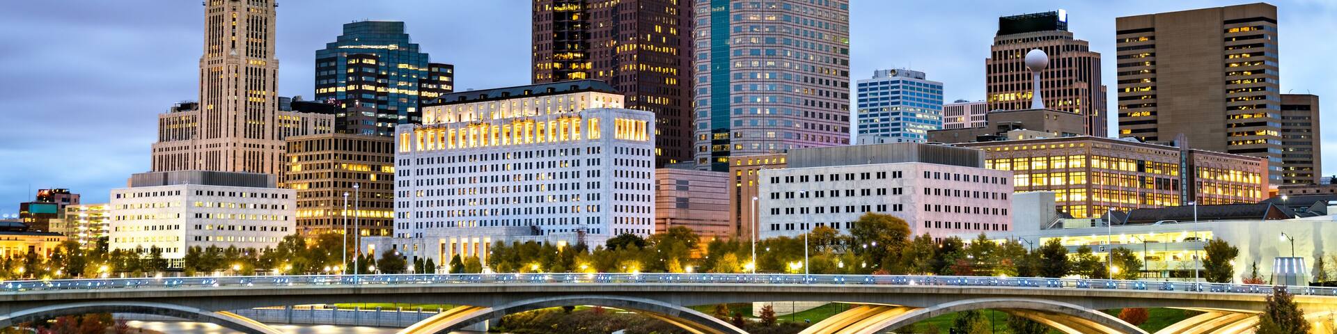 Cityscape of Columbus above the Scioto River - Ohio, United States