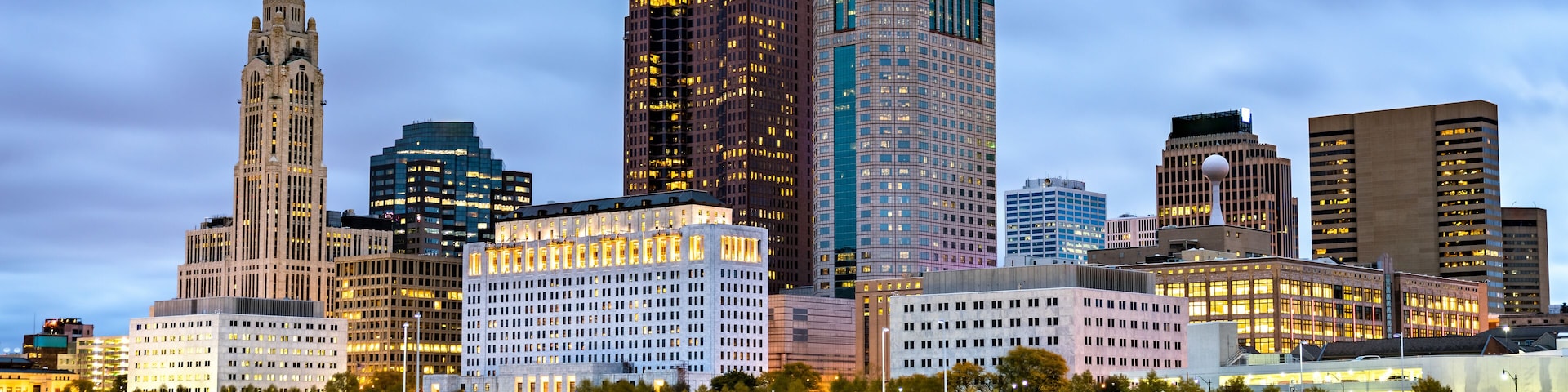 Cityscape of Columbus above the Scioto River - Ohio, United States