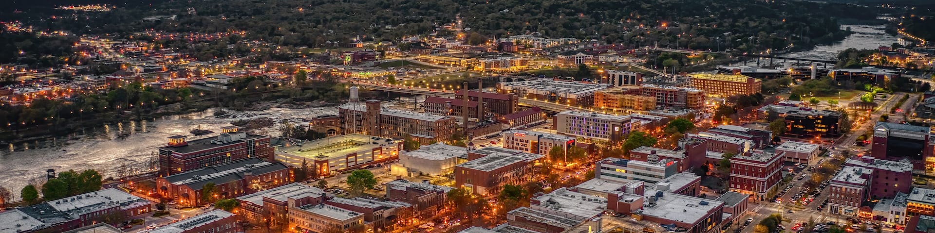 Aerial View of Columbus, Georgia at Dusk