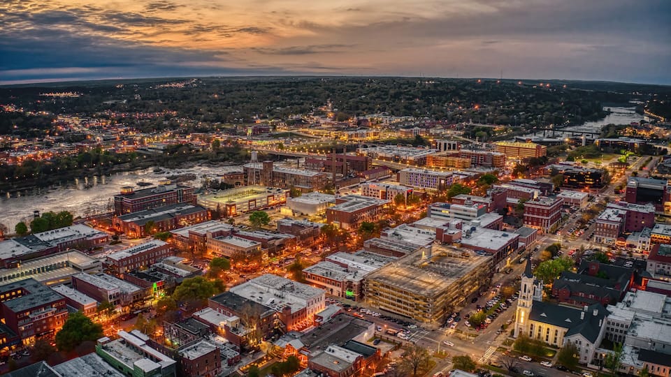 Aerial View of Columbus, Georgia at Dusk